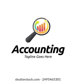 Vector logo combination of a graph and magnifier