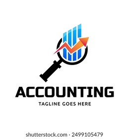 Vector logo combination of a graph and magnifier