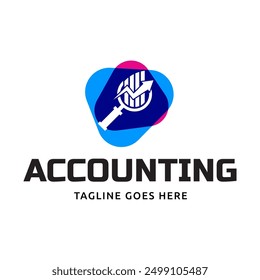 Vector logo combination of a graph and magnifier