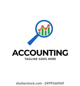 Vector logo combination of a graph and magnifier