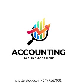 Vector logo combination of a graph and magnifier