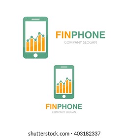   Vector logo combination of a graph and phone