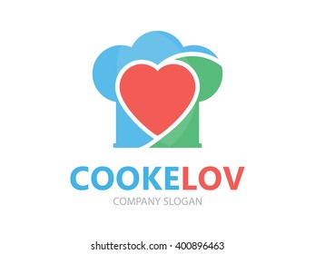 Vector logo combination of a heart and chef hat