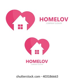 Vector logo combination of a heart and house