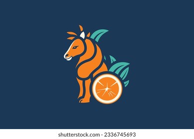 Vector logo combination of horse and orange