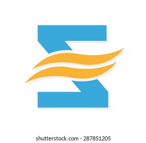 Vector logo combination of a letter Z and wave