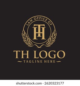 Vector logo with a combination of letters T and H, an elegant and luxurious logo