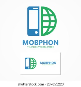 Vector logo combination of a phone and earth