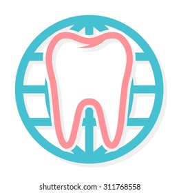 Vector logo combination of world and tooth