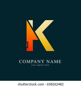 Vector Logo Combine House with Letter K  . Real Estate , Property and Construction logo for Business Sign