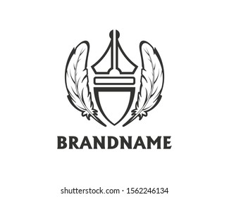 The vector logo combines old writing feathers and a modern feather.