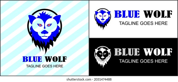 vector logo for company, group or personal, abstract logo blue wolf and circle, modern, simple template and minimalist logotype, matches the logo you want