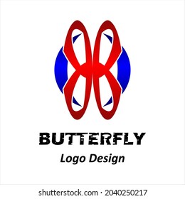 Vector logo for company, group or personal. Logo butterfly red blue, modern, simple template and minimalist logotype. Matches the logo you want