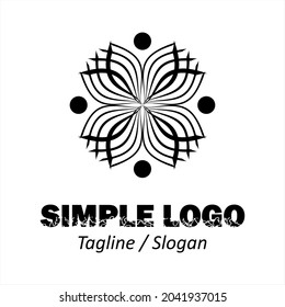 vector logo for company, group or personal. Abstract logo twisted flower and four dots. Modern and simple. Logo vector template. Identity for your business company