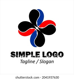 logotipo vectorial para empresa, grupo o persona. Símbolo del logotipo rojo y azul cuatro iconos redondos. Moderna y sencilla. Plantilla vectorial de logotipo. Identidad de su empresa