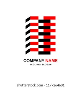 Vector logo concept for accounting or real estate company. Logo design with commercial building and chart bars. Business logo idea.