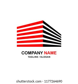 Vector logo concept for accounting or real estate company. Logo design with commercial building and chart bars. Business logo idea.