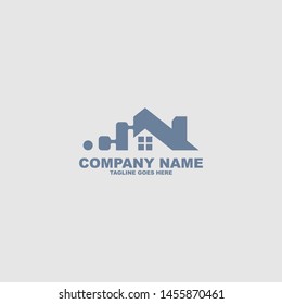 Vector logo concept for accounting or real estate company. Logo design with commercial building and chart bars. Business logo idea.