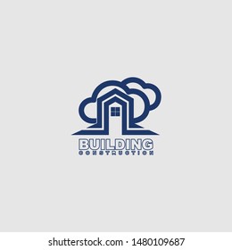 Vector logo concept for accounting or real estate company. Logo design with commercial building and chart bars. Business logo idea.