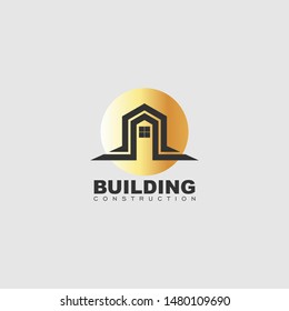 Vector logo concept for accounting or real estate company. Logo design with commercial building and chart bars. Business logo idea.
