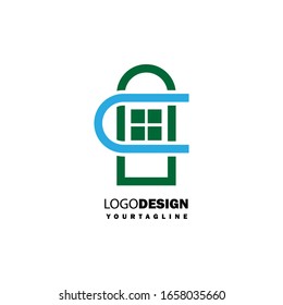 Vector logo concept for accounting or real estate company. Logo design with commercial building and chart bars. Business logo idea.