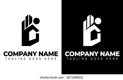 Vector logo concept for accounting or real estate company. Logo design with commercial building and chart bars. Business logo idea.