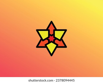 vector logo concept, artistic illustration of a three-way arrow on a triangle