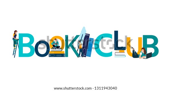 Vector\
logo concept of a book club with people\
reading.
