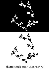 Vector logo concept in the form of branches with leaves in the shape of a circle