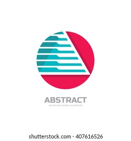 Vector logo concept illustration. Abstract stripes in triangle shape in circle. Sphere sign. Geometric design template.