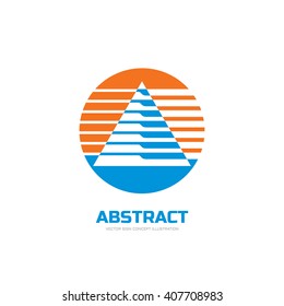 Vector logo concept illustration. Abstract stripes in triangle shape in circle. Sphere sign. Geometric design template.