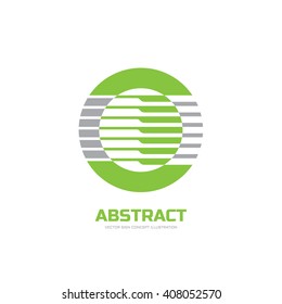Vector logo concept illustration. Abstract stripes in circle. Sphere geometric sign. 