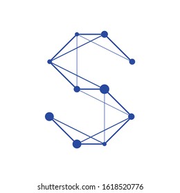 Vector logo concept of letter S as a constellation. Network, connection, communication or galaxy logo design. 