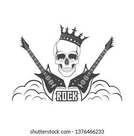 Vector logo concept. Template with rock guitars for poster, banner. Rock festival poster. Graphic design. Emblem, element, poster,template, symbol, label, sign.