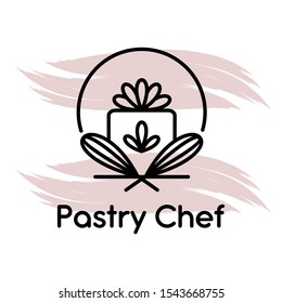 Vector logo for confectioners. Delicious cake. Vector illustration. Design element for cafes, menus, restaurants, shops, pastry chefs, cooks and other uses.