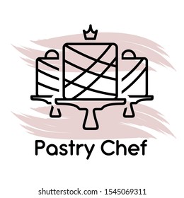 Vector logo for confectioners. Delicious cake. Vector illustration. Design element for cafes, menus, restaurants, shops, pastry chefs, cooks and other uses.