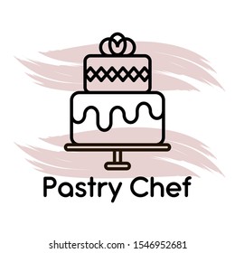 Vector logo for confectioners. Delicious cake. Vector illustration. Design element for cafes, menus, restaurants, shops, pastry chefs, cooks and other uses.