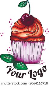 Vector logo for confectionery products. Sweet and appetizing