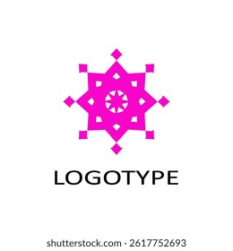 Vector logo consisting of pink geometric shapes on a white background.