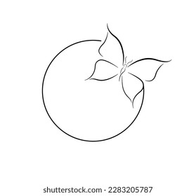 Vector Logo consists of a Circle and a Butterfly. Conceptual simple icon. Isolated on white background for Logo or Decorative Element in trendy style.
