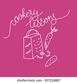 Vector logo for cookery lessons with smiling grater and carrots.