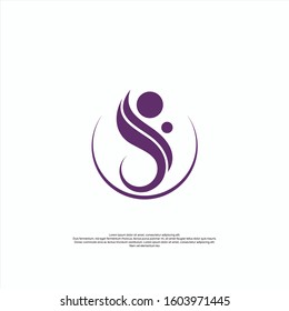 Vector Logo Counseling / Yoga Abstract Template Design. Letter S And Human Abstracts.