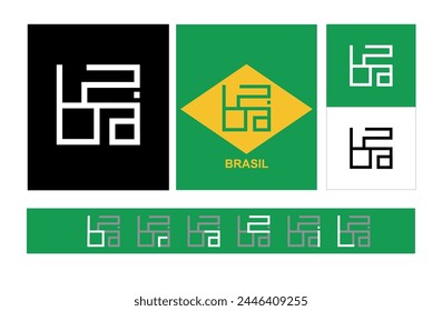 Vektorgrafik-Logo des Landes Brasilien. Logo des Namens Brasilien auf verschiedenen Hintergründen Farben. Quadratisches Logo. Perfekt für Werbeprojekte wie: T-Shirts, Mützen, Hüllen,
Gläser usw.