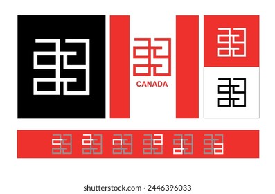 Vector logo of the country of Canada. Logo of the name Canada on backgrounds of various colors. Square style. Perfect for advertising projects such as: shirts, caps, lids, glasses, etc.