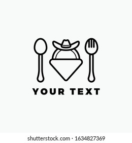 Vector logo cowboy restaurant monoline style logo