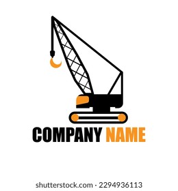Vector logo crawler crane in orange black colors