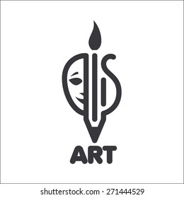 vector logo creativity in theater, music and painting