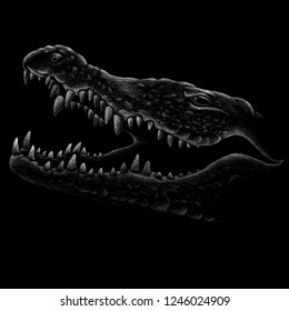  The Vector logo crocodile for T-shirt design or outwear.  Hunting style crocodile background.