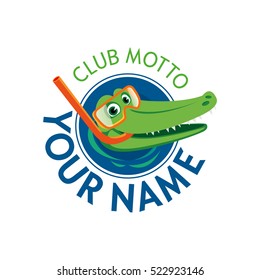 Vector logo Crocodile water diver