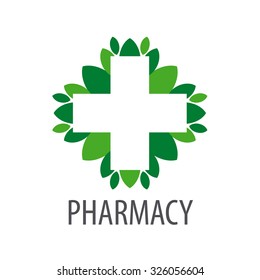 vector logo cross with green leaves